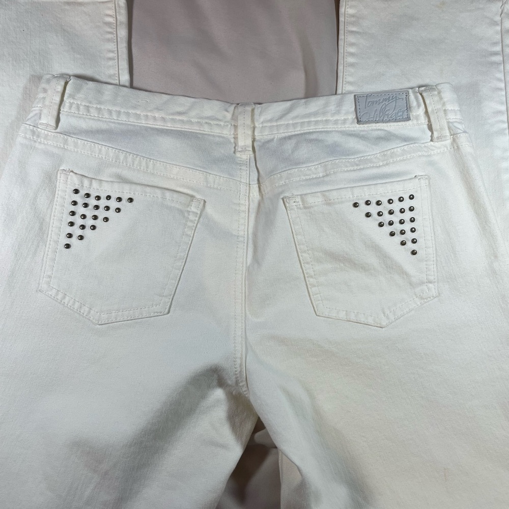 Tommy Hilfiger Women’s Cream/Ivory Studded Jeans, Size 10
